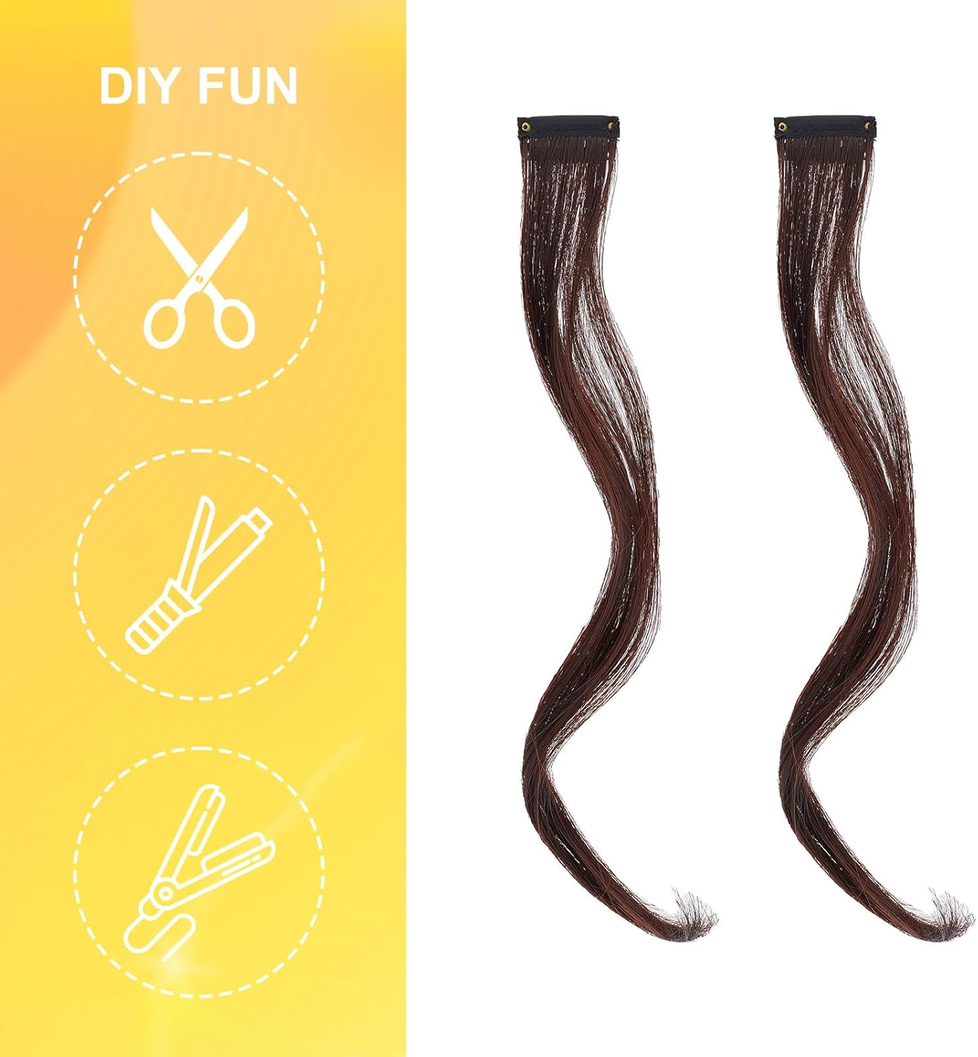 NICENEEDED Light Brown Clip-In Fake Bangs, Hair Clip in Extensions, Artificial Pony, Wavy, Curly, Long, Side Air Bangs Clips, Hair Clips image number 5