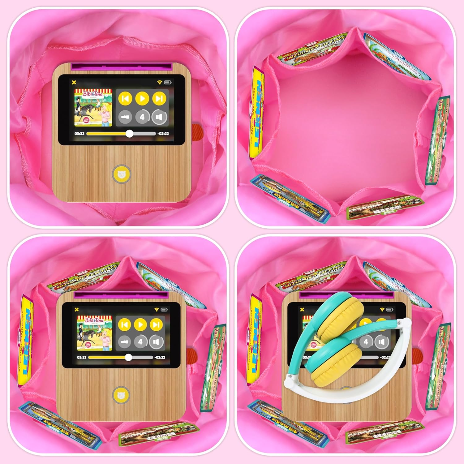 Annmore Kids Tote Bag for Toniebox Starterset, with Pockets to Hold 5-15 Tonie Characters, Compatiable with Yoto Player, Carry Multiple Yoto Cards, Pink, Modern image number 5