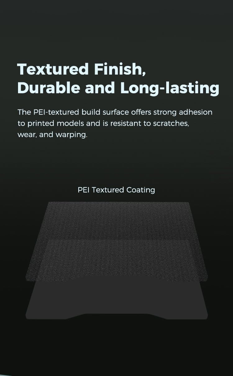 Creality Hi Double Sided Black Textured PEI Build Plate (280 * 265Mm), without Magnetic Flexible Steel Plate, Strong Adhesion, Excellent Flatness, 3D Printer Platform for Creality Hi - Cfs Feed  Return Kit image number 2