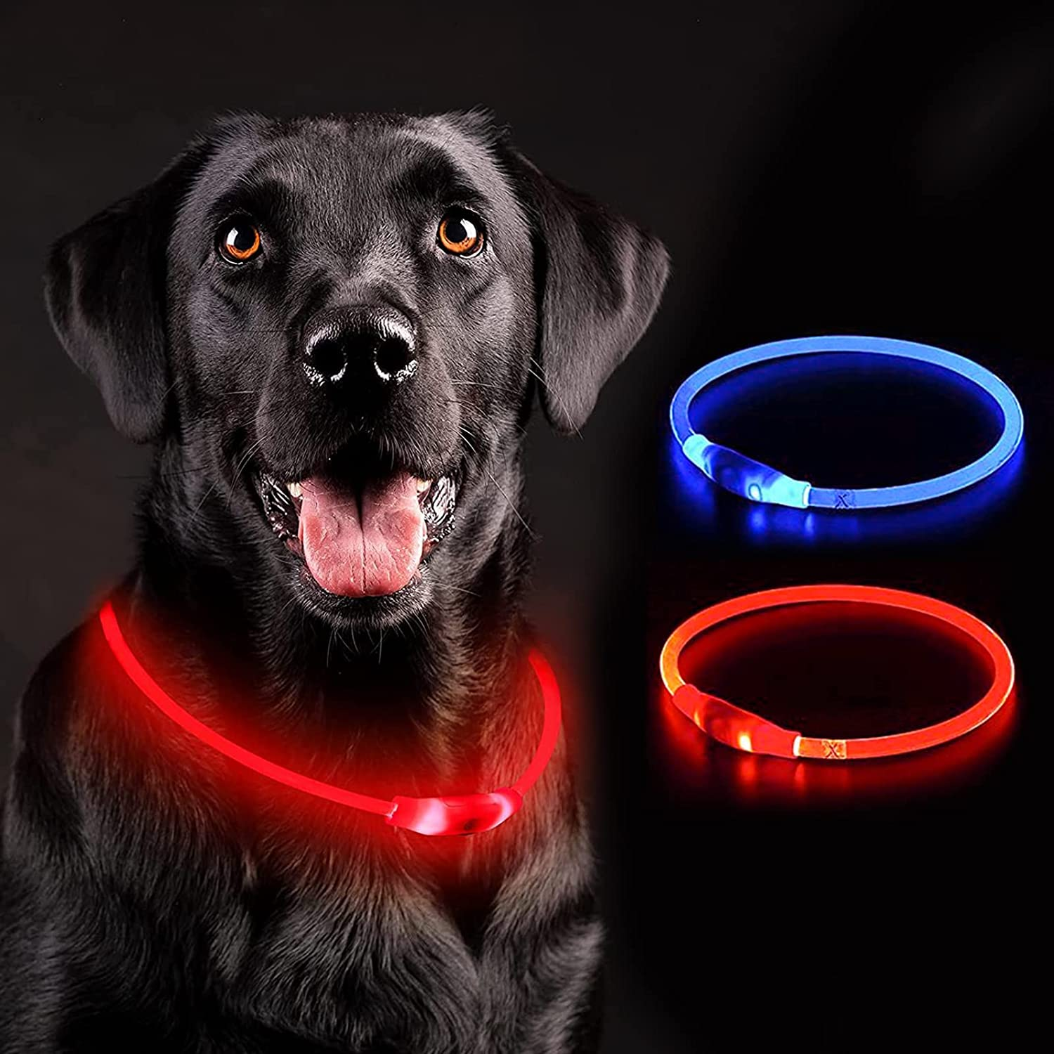 LED Dog Collar USB Rechargeable, Glowing Pet Dog Collar for Night Safety, 3 Glow Modes, Fashion Light up Collar for Small Medium Large Dogs (Red) image number 4