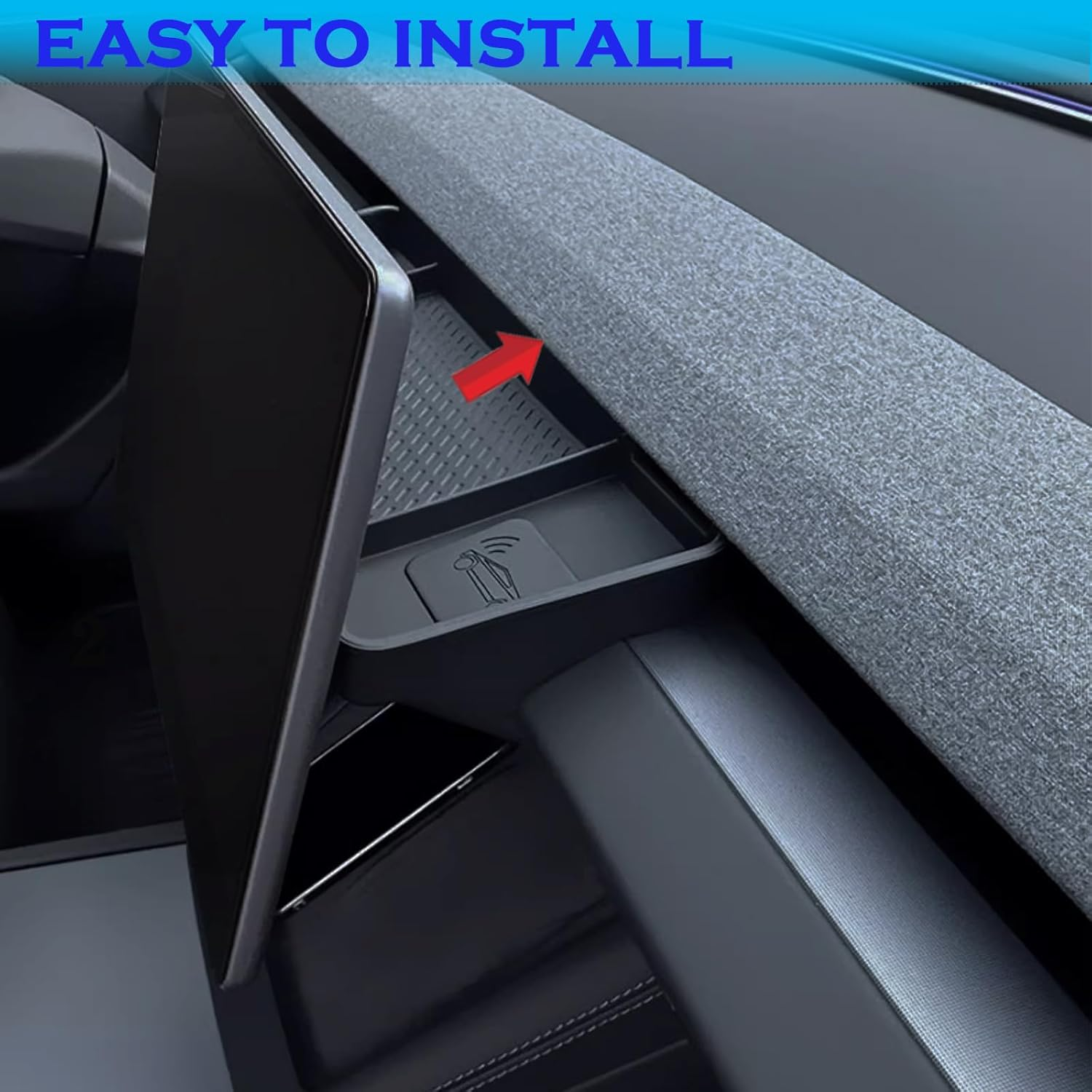 Yhcdsea for 2024-2026 Tesla Model 3 Highland and 2025 2026 Tesla Model Y Juniper Center Console Organizer behind Screen Storage Box Dashboard Hidden Tray Interior Accessories image number 5