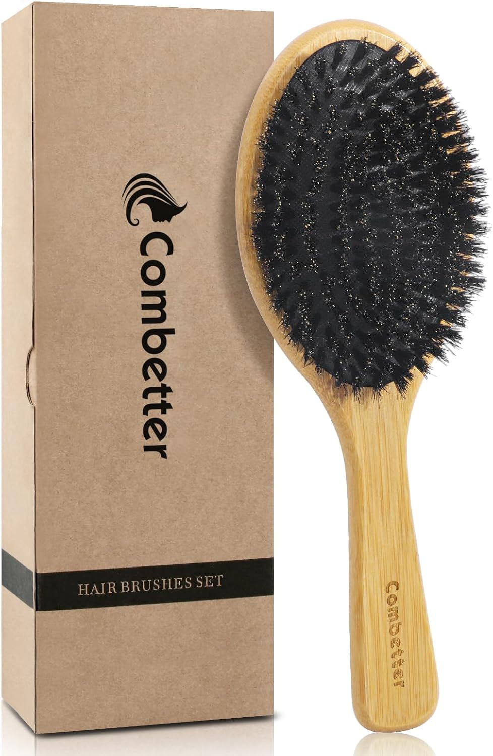 100% Boar Bristle Hair Brush, Eco-Friendly Hairbrush for Women Men & Kids, Hair Smoothing and Massaging Detangling, Enhance Shine & Health, Professional Hair Brush for All Hair Types