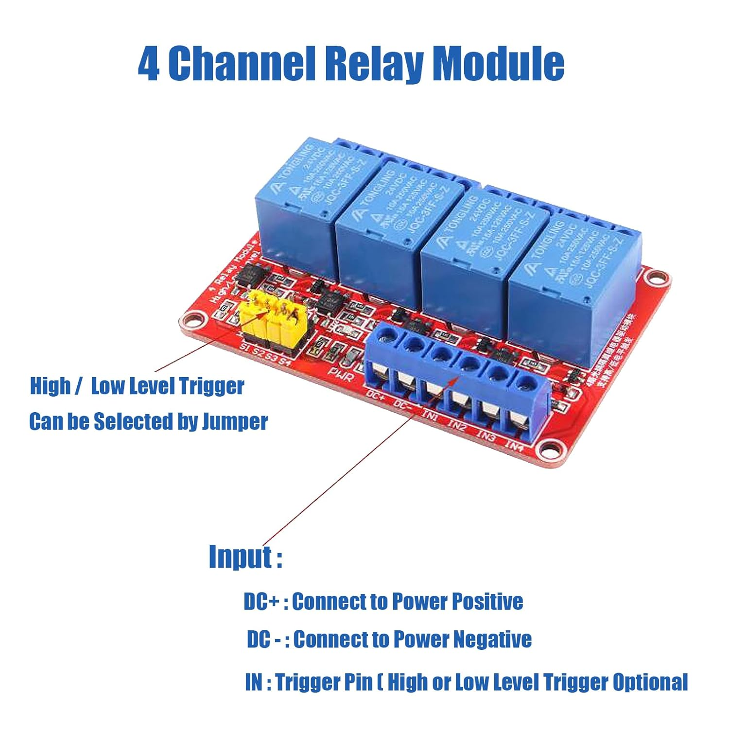 DIANN 2Pcs 4 Channel 12V Relay Module with Optocoupler High or Low Level Trigger Expansion Board image number 4