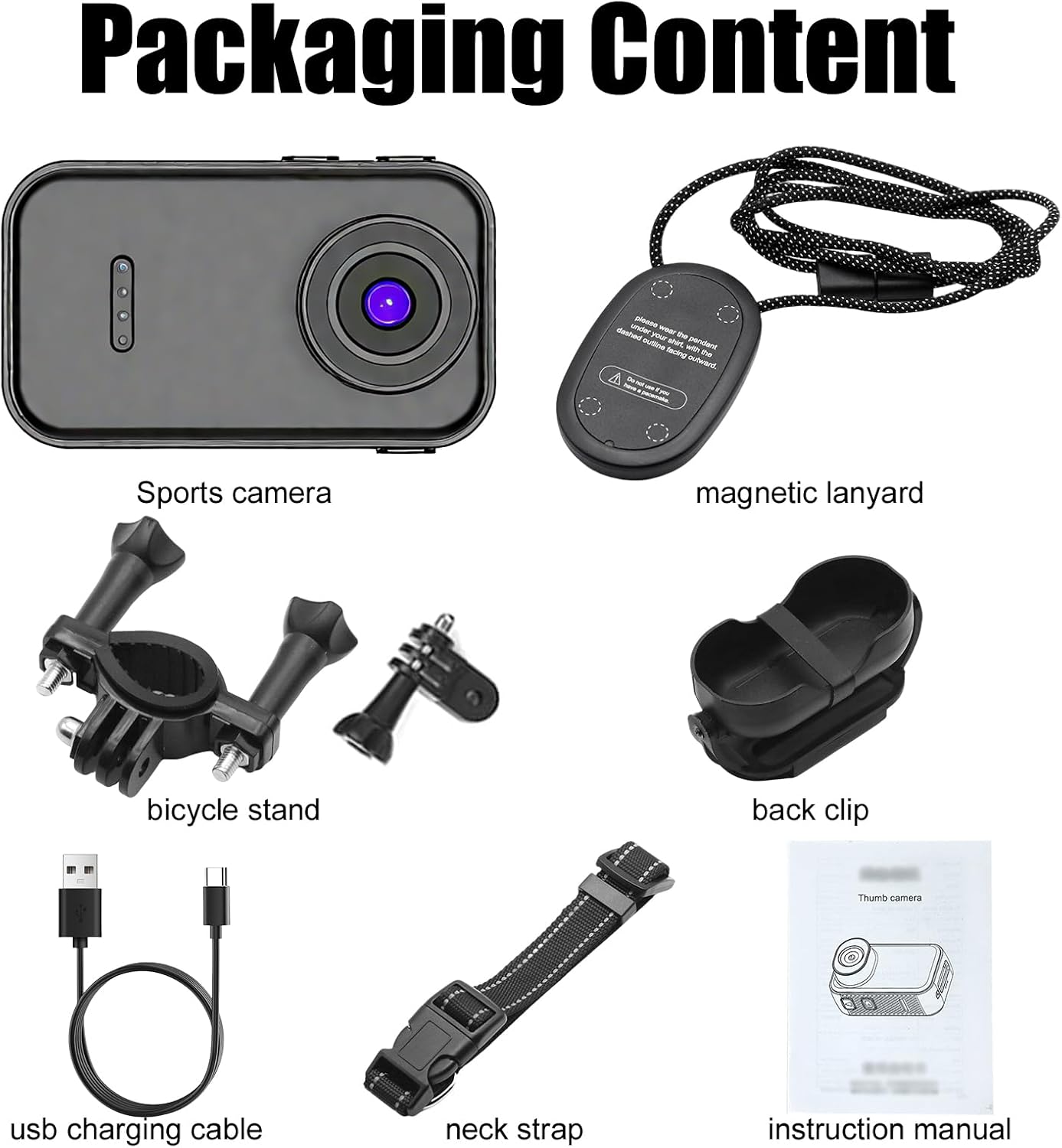 OBEST Mini Sport Camera 1080P with 1.47-Inch Ips,Action Camera HD Lens with a 130-Degree Wide-Angle Lens,Cat Collar Camera for Cyclist, Outdoor Adventurer,Animal image number 2