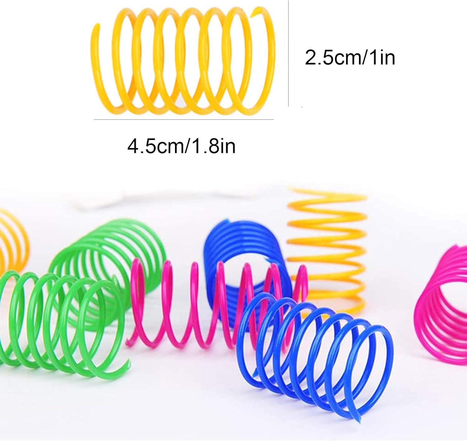 Mumoo Bear Cat Spiral Spring, 12 Pc Cat Creative Toy to Kill Time and Keep Fit Interactive Cat Toy Sturdy Heavy Plastic Spring Colorful Springs Cat Toy for Swatting, Biting, Hunting Kitten Toys image number 1