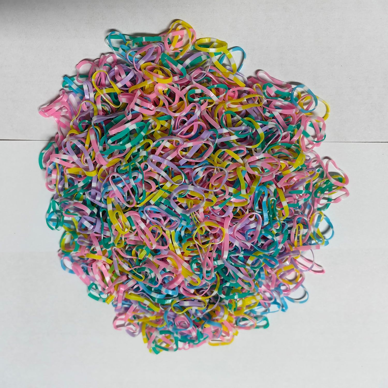 1000 PCS Mini Hair Elastics for Girls Transparent Rubber Bands, Multi Color (Spring Colors with Rectangular Dots)