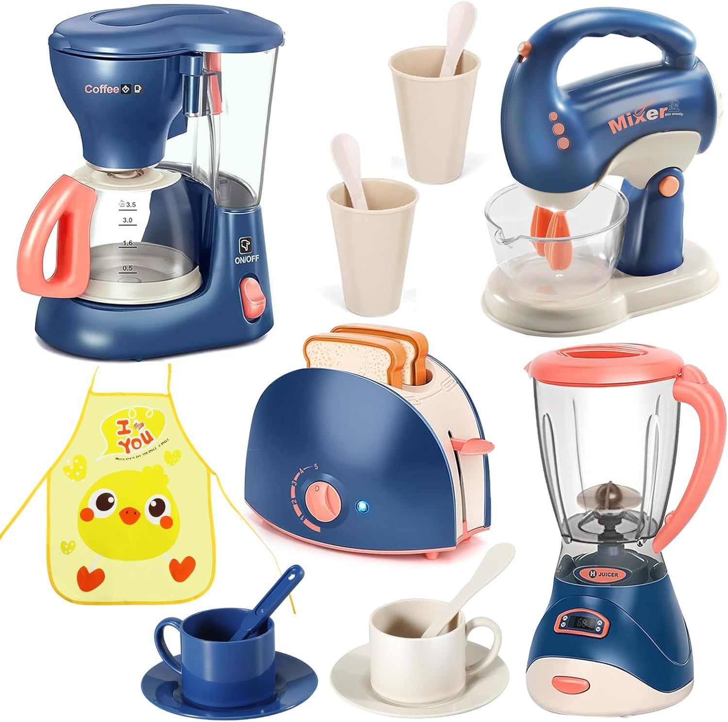 Kids Kitchen Playset with Coffee Machine,Toaster ,Blender, Mixer and Accessories, Pretend Play Kitchen for Toddlers Kids Toys Boys and Girls Toys for Ages 3 4 5 6 7 8 image number 5