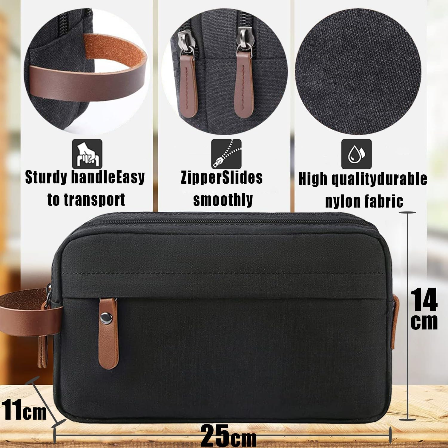 Men'S Travel Toiletry Bag,Portable Travel Organizer,Travel Razor Bag, Women'Stoiletries Canvas Cosmeticbag, Cosmetic Accessoryorganizer, Individualcompartments Withhandles, Black image number 4