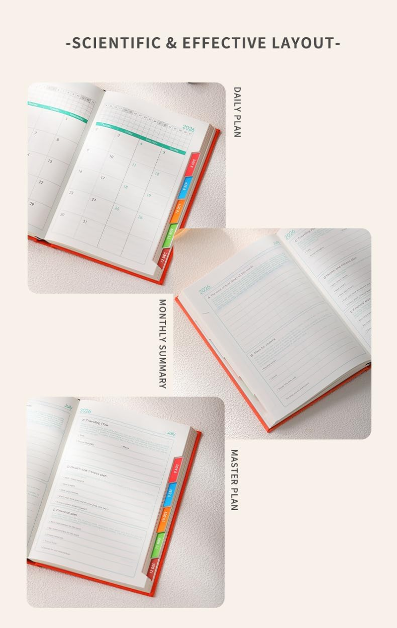 2026 Diary Journal Notebook Planner Weekly Planner Memo A5 Monthly Scheduler Daily Planner Paper for Home Office School Diary Travel Gift Birthday (Blue) - Black image number 3