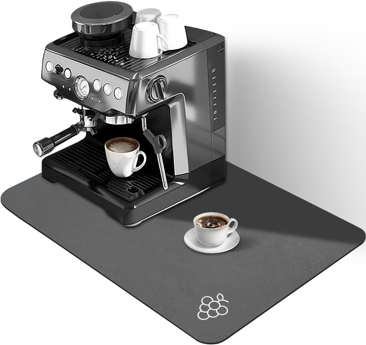 Proxima Direct 50 X 60CM Coffee Mat Hide Stain Rubber Backed Absorbent Dish Drying Mat Coffee Machine Mat Coffee Accessories for Kitchen Counter for Countertops Decor Service Spill Mat image number 3