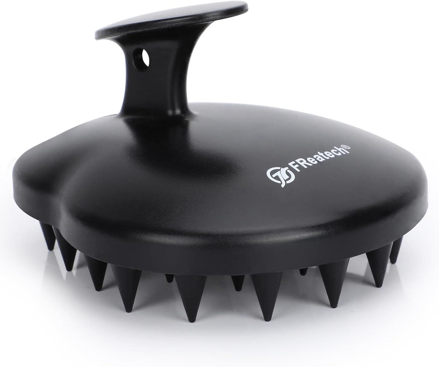 FREATECH 100% Silicone Hair Scalp Massager Shampoo Brush for Scalp Care and Hair Growth, Waterproof Shower Hair Scrubber Scalp Exfoliator for Dandruff and Buildup, Sturdy and Hygienic, Black image number 3