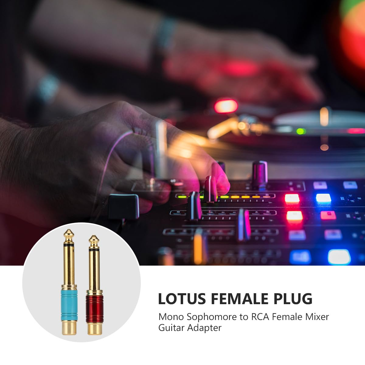 FIXOSHEE 6 Pieces 6.35Mm Mono Audio Adapter Set Female Jack to 1/4 Inch Male Metal Conversion Plugs for Guitar Mixer and Home Audio Equipment Random Color image number 4