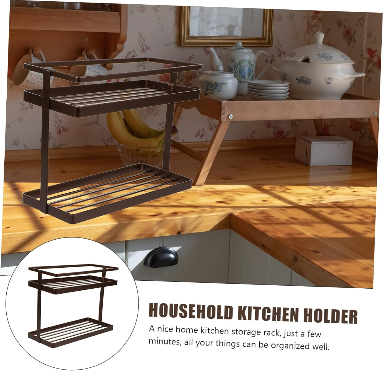 Holibanna Desktop Kitchen Organizer Multi-Functional Spice Storage Rack for Home Use Two Design Stylish for Seasonings and Household Items