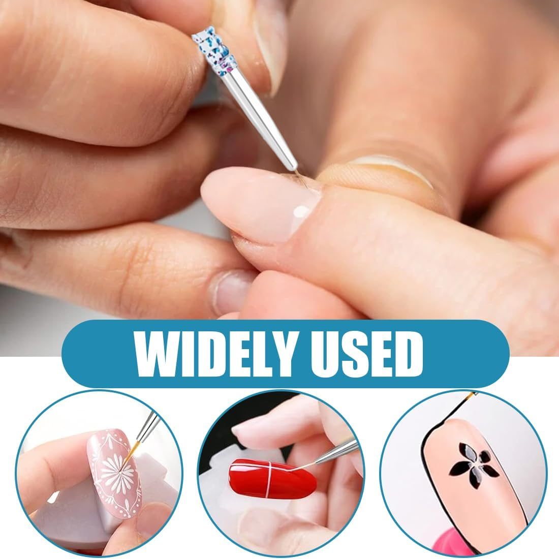 10 Pieces Nail Brush, Nail Design Brush, Double End Nail Art Brush Kit, Acrylic Nail Art Brush, Nail Brush Professional Painting Pen, Extremely Fine Bristles for DIY Nail Art, Salon and Home Use image number 3