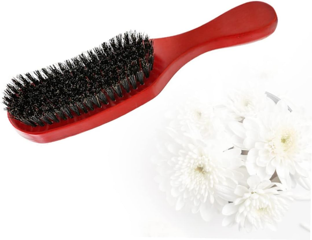 KALLORY Natural Bristles Hair Brush Beech Wood Comb for Women Ergonomic Wood Handle Large Curved Anti-Static Detangling Comb Massage Hair Care and Styling Tool image number 2