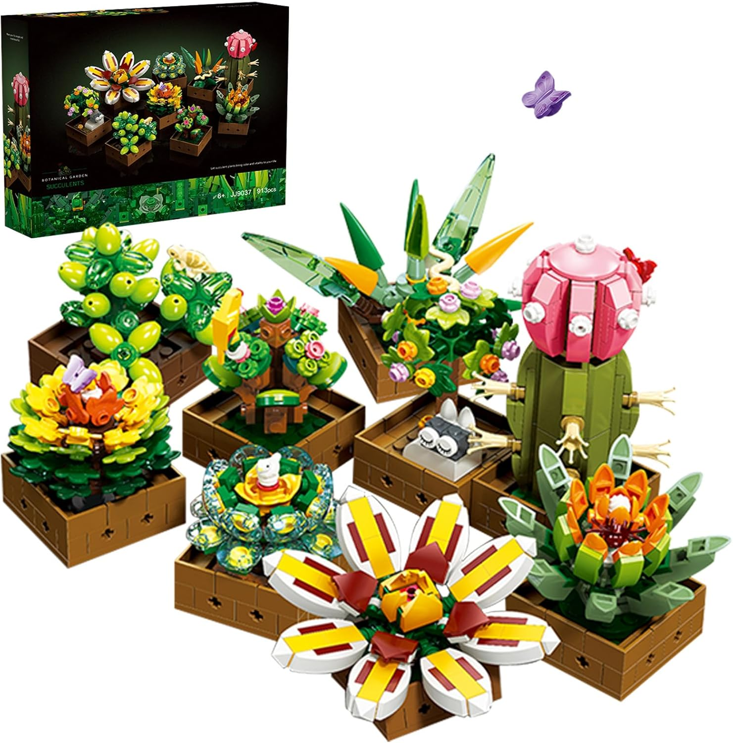 Succulent Flowers Botanical Collection Building Set Tiny Succulent Bonsai Plant Set for Adult Home D&eacute;cor, Botanical Collection, Ideas Gifts for Girls Women 913 Pieces image number 3