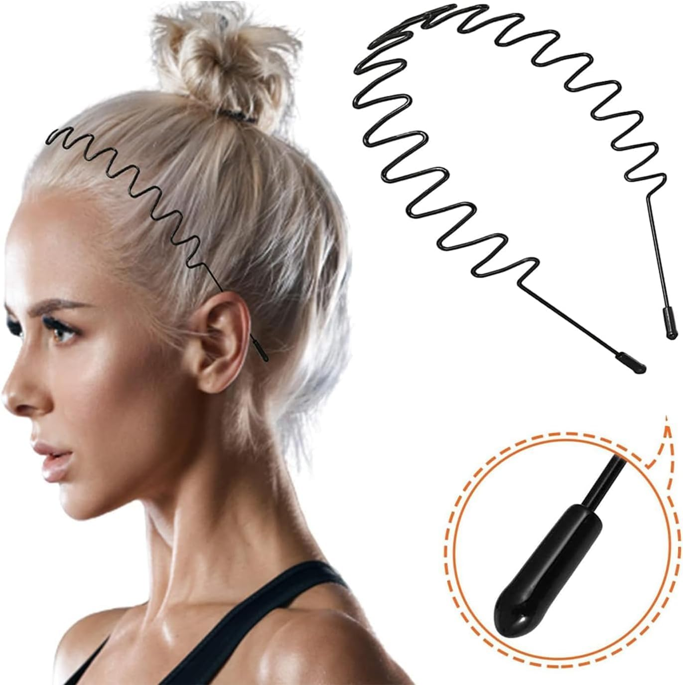 6Pcs Mens Non-Slip Sports Fashion Headband for Men, Metal Hair Band for Outdoor, Sports, Weddings, Daily Wear image number 1