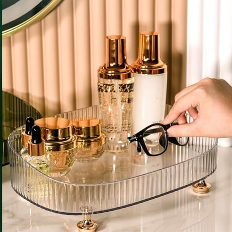 Jotron Makeup Perfume Organizer, Vanity Tray, Cosmetic Skincare Tray, Countertop Organizer Tray for Bathroom, Clear image number 6