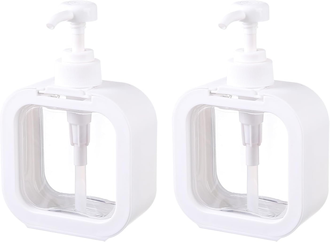 Taicols Shampoo and Conditioner Dispenser, 2Pcs 500Ml Black Soap Dispenser, Pump Bottle in Plastic, Refillable Shower Bottles with Labels,Bathroom Soap Dispenser Set,Modern Dish Soap Dispenser (White)