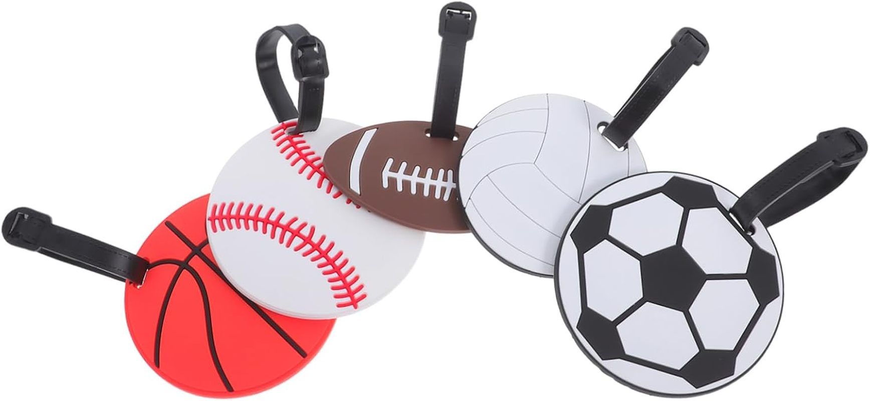ROMISBABA 5Pcs Sports Luggage Tags PVC Soft Rubber for Rugby Baseball Basketball image number 4