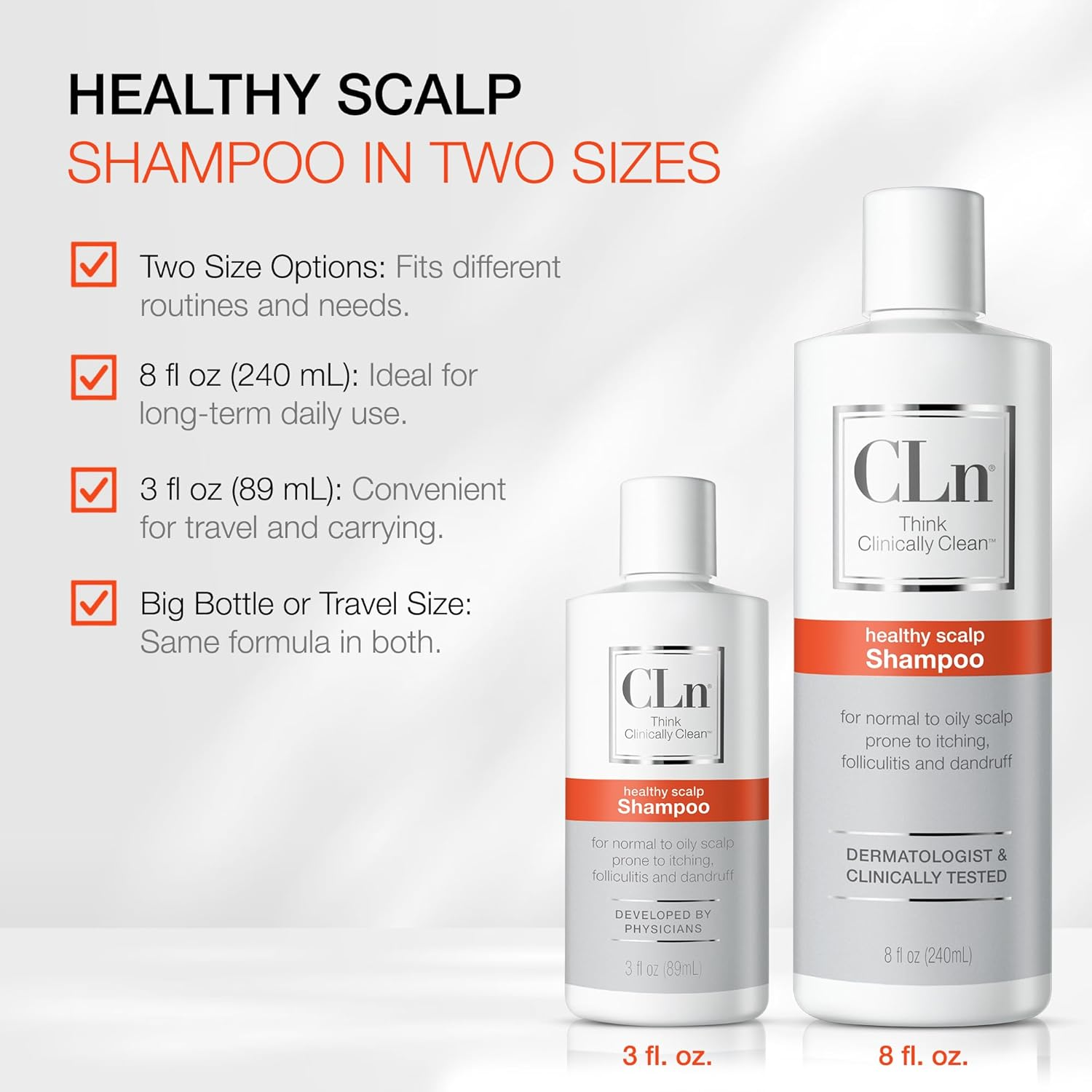 Cln&reg; Shampoo - Clarifying Formula with Salicylic Acid, for Normal to Oily Scalp Prone to Folliculitis, Dandruff, Itchy & Flaky Scalp, Fragrance-Free & Paraben-Free, 8 Fl. Oz. image number 5