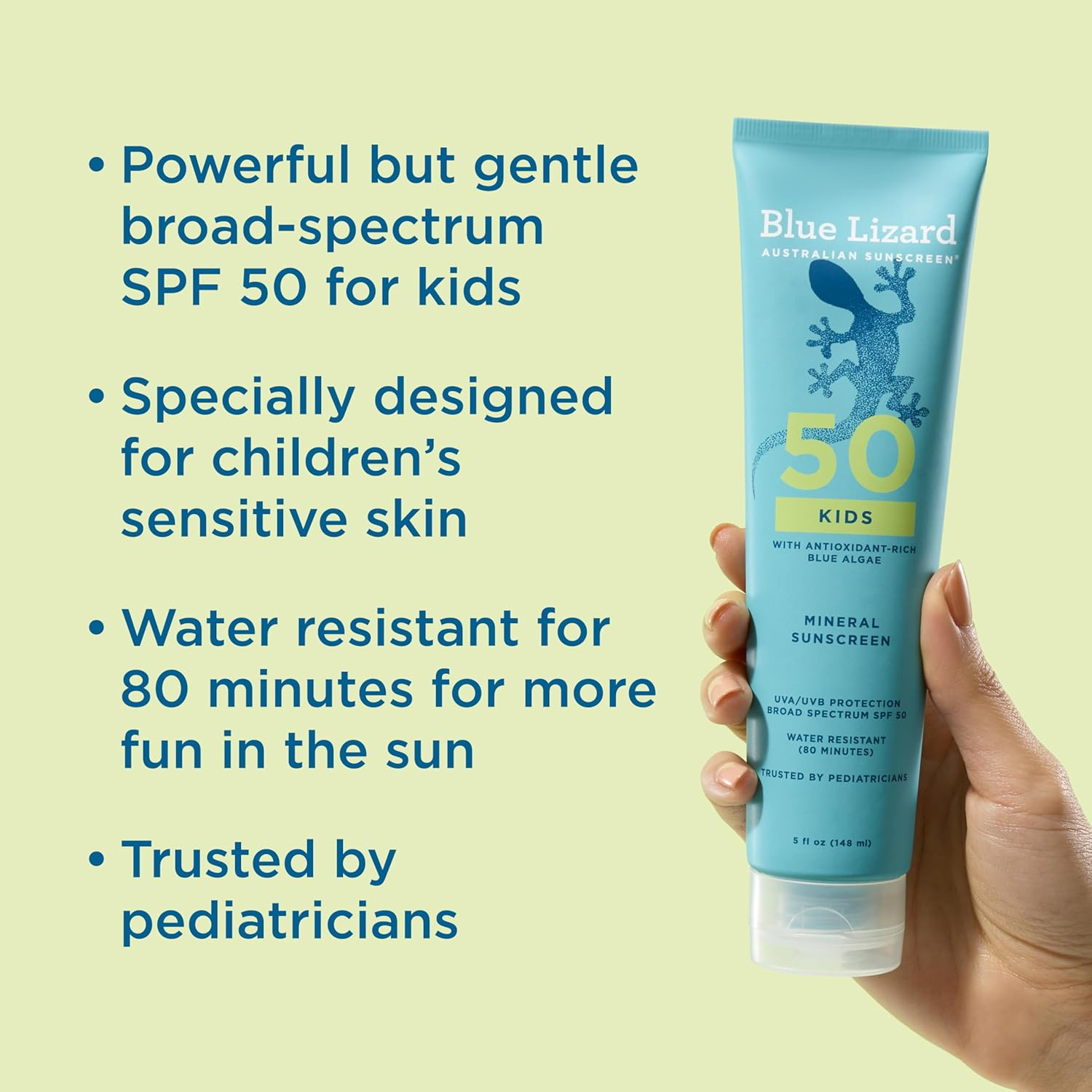 BLUE LIZARD Kids Sunscreen Lotion SPF 50+ 5Oz Tube, Cream