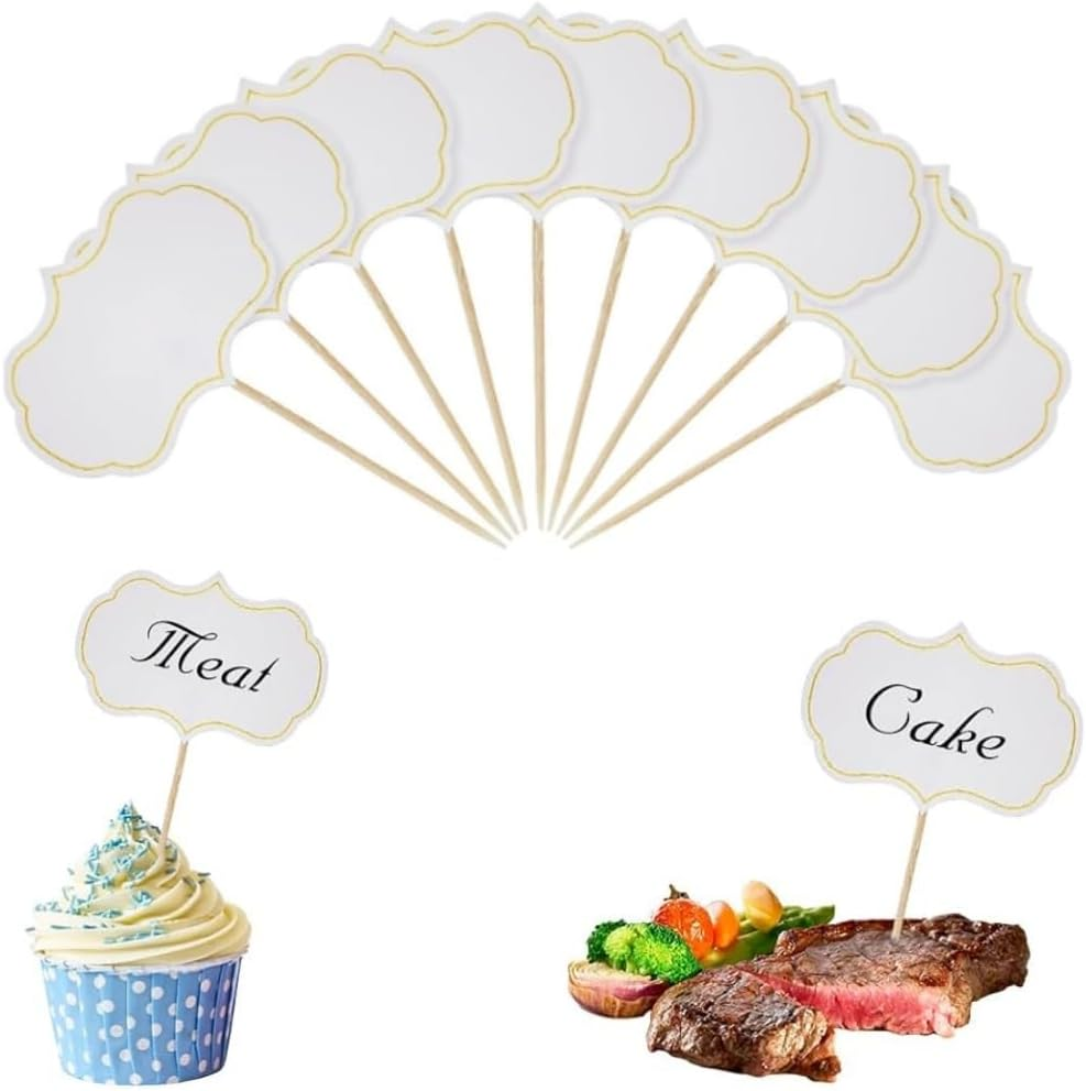 Cheese Markers Cheese Labels, 50Pcs Cheese Markers Cake Topper Toothpick Cupcake Toppers,Blank Toothpick Flags Cheese Markers Buffet Labels,Cheese Markers Food Labels,Cheese Markers for Food Labels image number 3