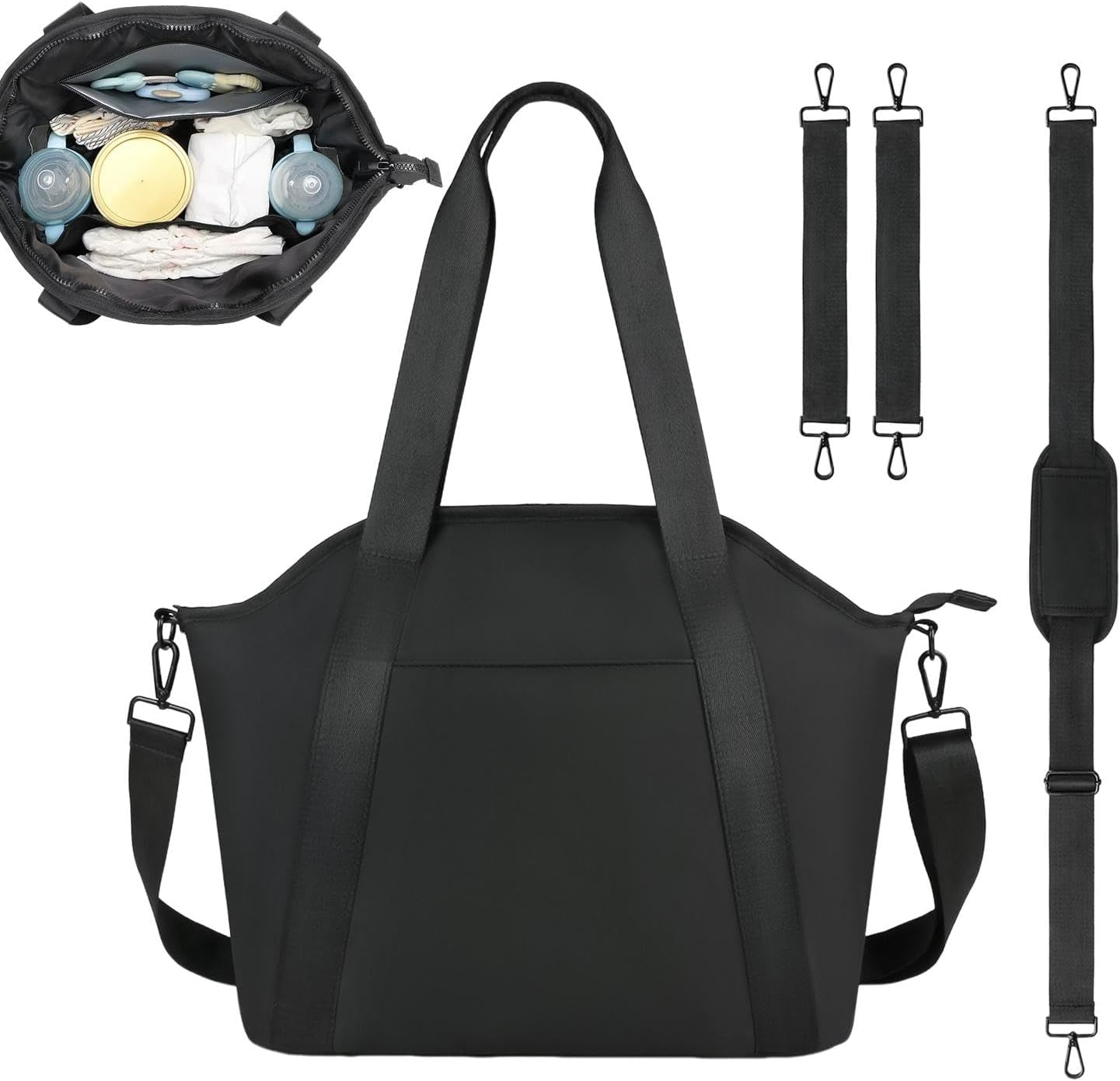 Large Diaper Bag - Waterproof Bag, Stroller Diaper Bag with Straps | Baby Travel Supplies Organizer, PU Leather Mummy Bag with Insulation for Moms, image number 6