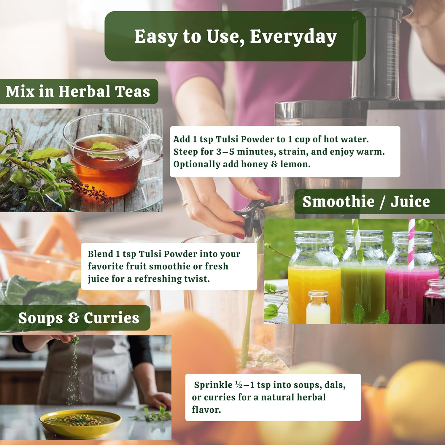 Exotic Veda Tulsi Powder | 100% Pure & Natural No Additives, No Preservatives | 100G Pack image number 6