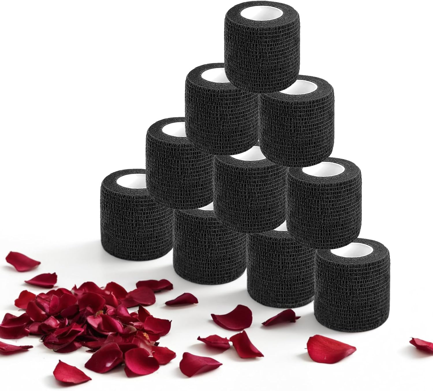 Athletic Tape, 10 Rolls Black Finger Tape, Self Adherent Cohesive Wrap Bandages for Sports, Breathable Wrist Tape,Ideal for Strains, Sprains, and Injury Support image number 3