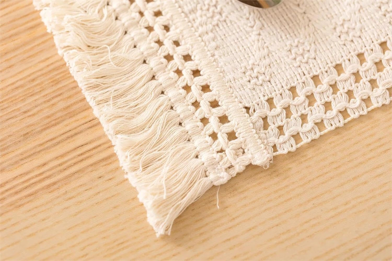 Arzoe Boho Placemats Set of 4, Christmas Placemats Macrame Table Decor and Farmhouse Style Placemats Natural Cotton Burlap, for Dining Table Centerpiece Thanksgiving Home Decorations image number 1