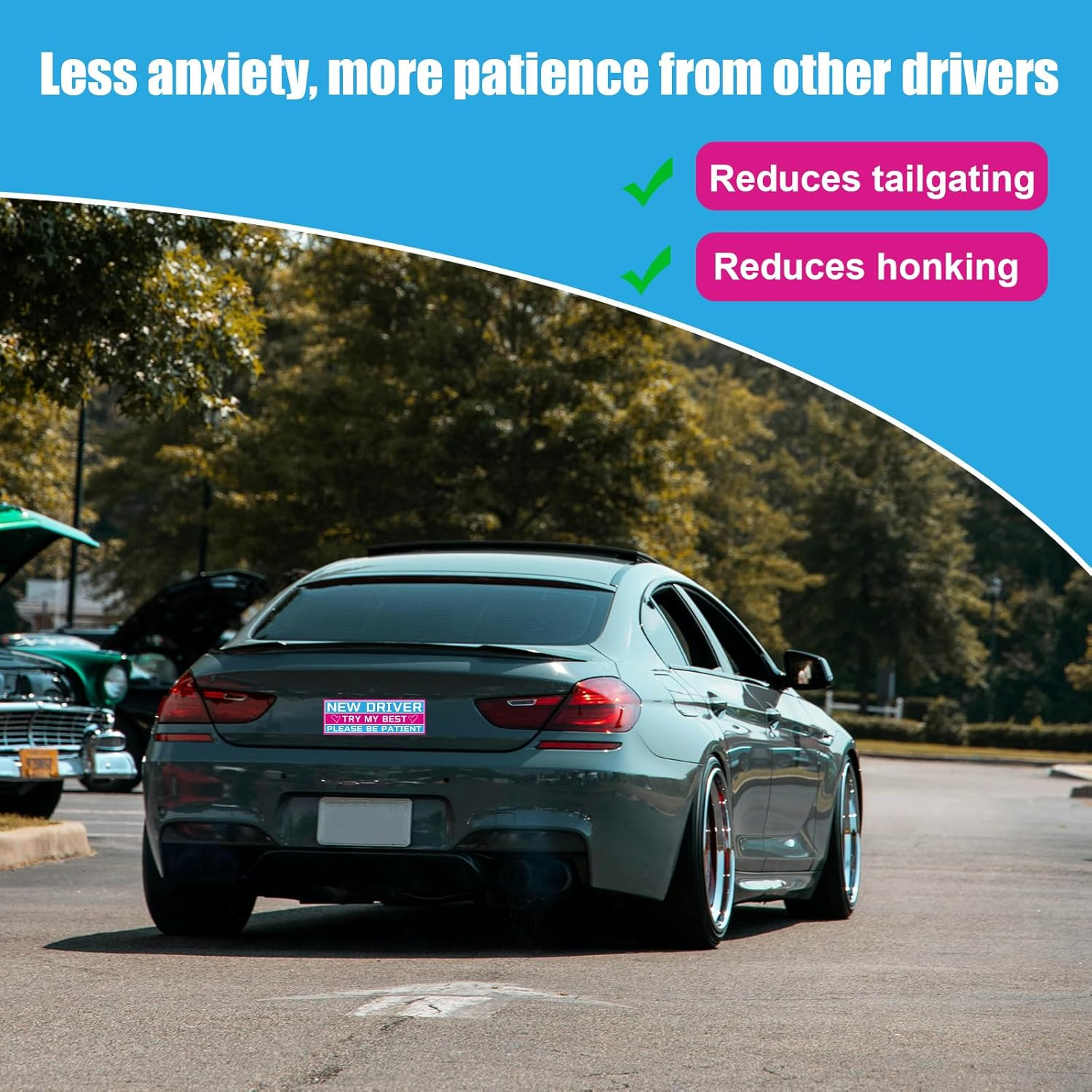 3Pcs New Driver Magnet for Car, Reflective Please Be Patient New Driver Signs Funny Student Driver Magnetic Bumper Sticker Removable Novice Driver Vehicle Safety Warning Sign image number 4