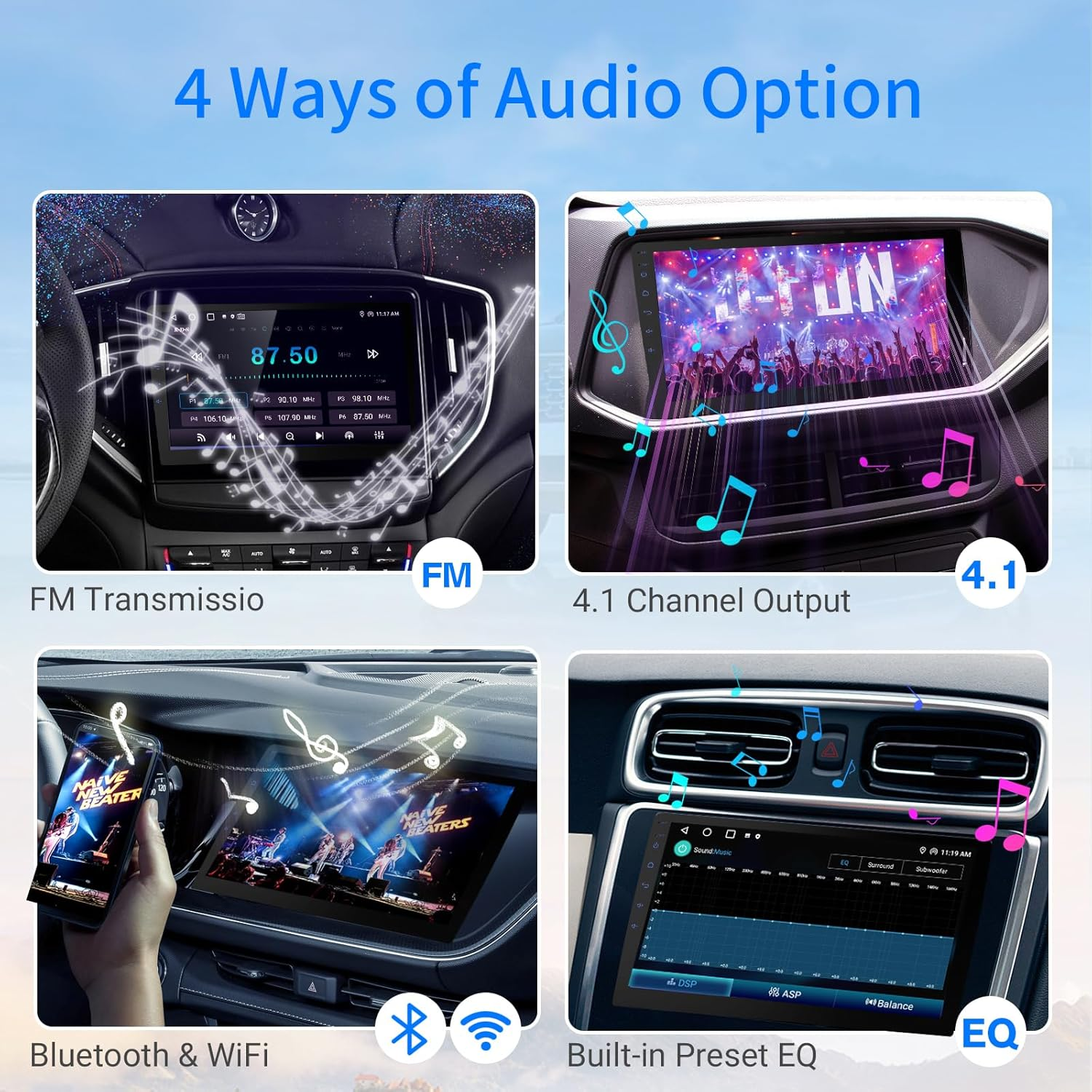 Haudio 10-Inch Android Universal Double Din Car Stereo - Carplay & Android Auto, GPS Navigation, 2GB+64GB, FM Radio, HD Display, Mirror Link, Bluetooth, AHD Backup Camera image number 5