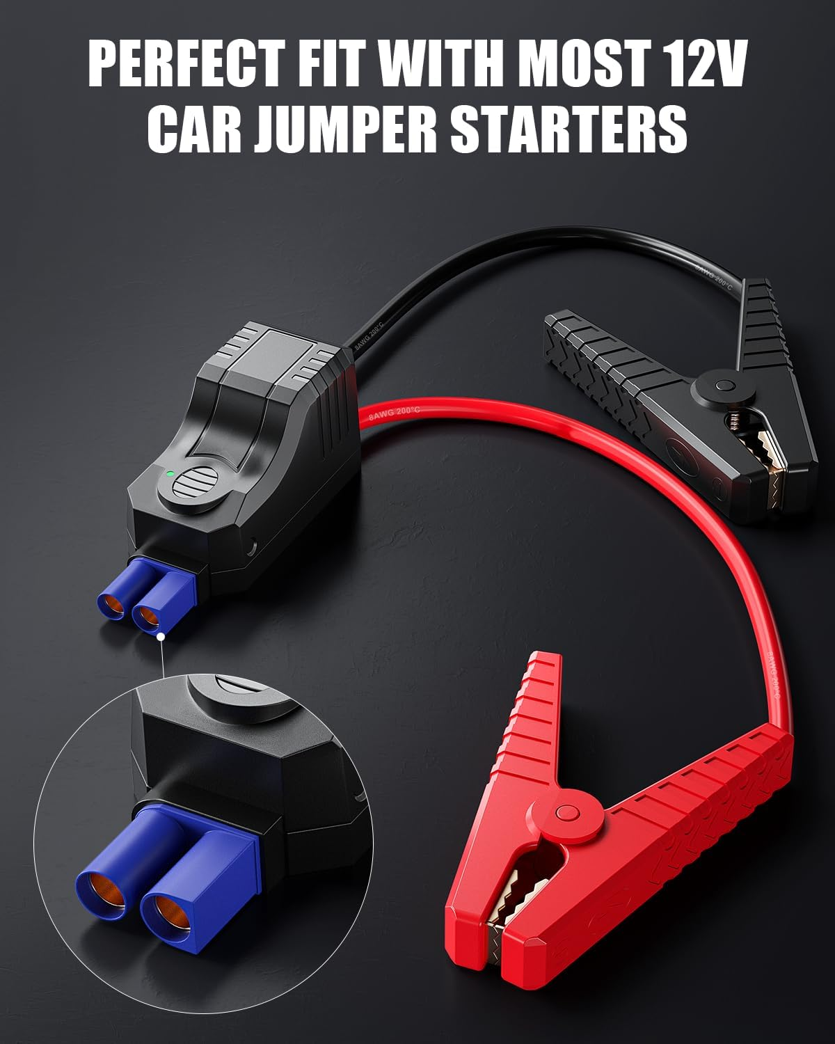 Smart Jumper Starter Clamps, Intelligent Portable Booster Jumper Cables Replacement Alligator Clips for 12V Car Jump Starter image number 4