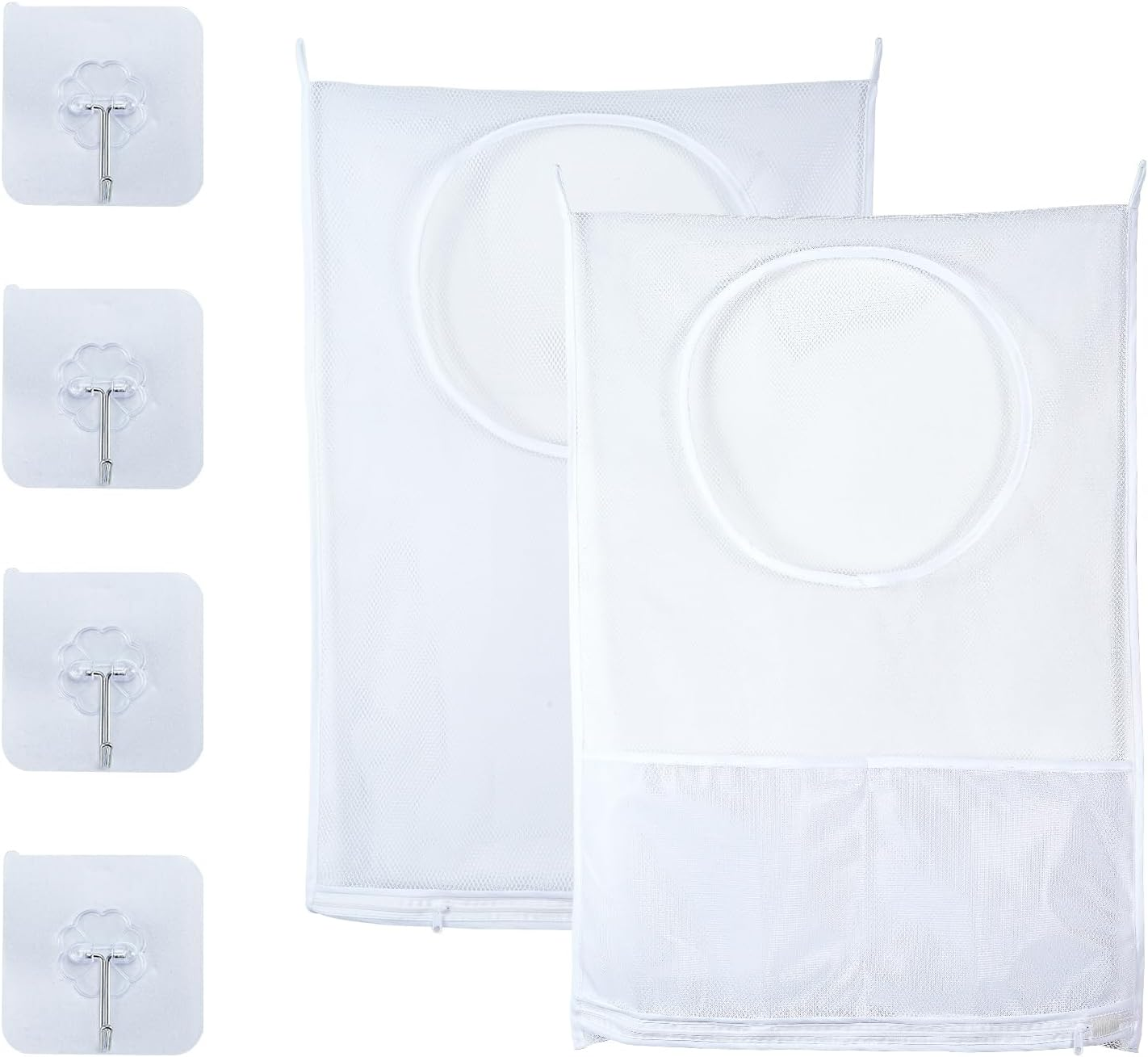 2 Pack Hanging Laundry Hamper Bag, 30 X 20 Inch Hanging Hampers for Laundry, Wall Mounted Laundry Basket for Dirty Clothes Organization and Storage (2) image number 3