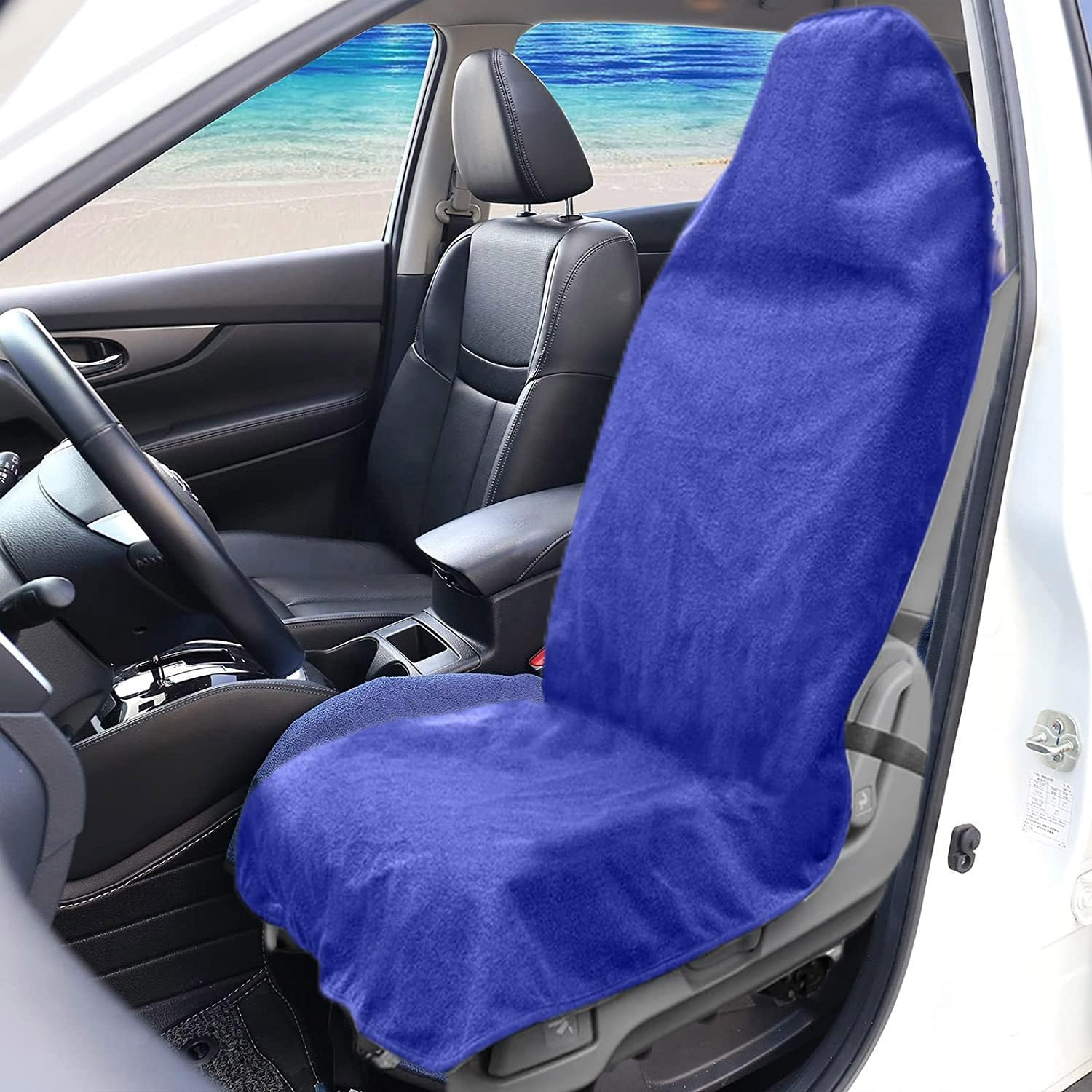 Waterproof Sweat Towel Car Seat Cover Sweat Carseat Protector,Perfect for Universal Anti-Slip Car SUV Seat, Great for Post Gym Workout, Running, Swimming, Beach and Hiking (Blue)