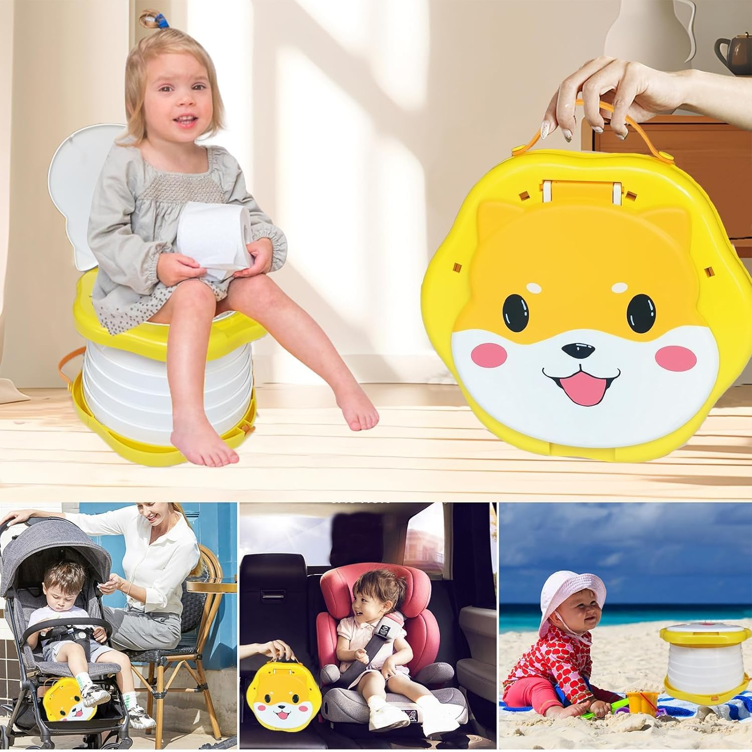 Toddler Travel Potty,Kids Portable Potty,Applicable to Travel,Camping, Outdoor, Indoor,With 45 Potty Bags,Cartoon Design, Children Will like It More image number 1