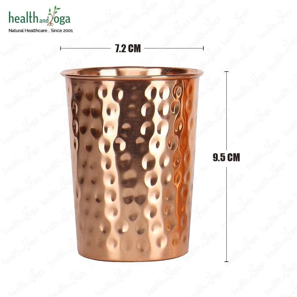 Qcup Hand Hammered Copper Tumblers - Ayurvedic Health Pure Copper Tumblers &ndash; 2 Pcs. Set - 250 Ml.(8 Fl Oz) image number 2