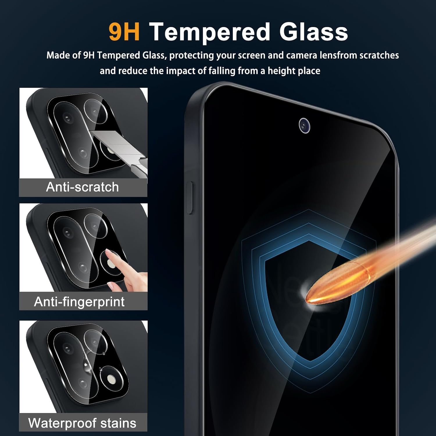 Heeyeal Privacy Screen Protector + Camera Protection Compatible with Oneplus 15 5G, Tempered Glass Anti-Spy Film, [2 + 2 Pieces] 9H Hardness Anti-Spy Privacy Screen Protector for Oneplus 15 5G image number 6