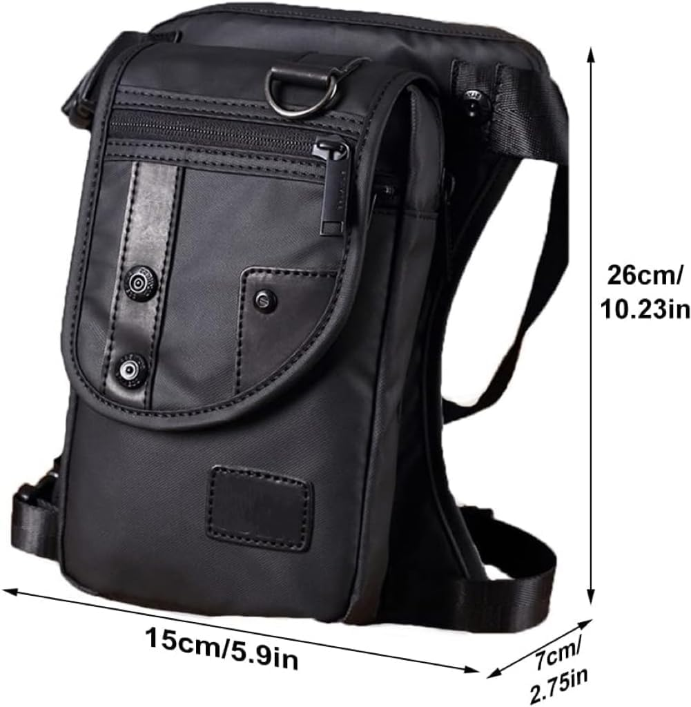 Waterproof Oxford Drop Leg Bag for Men Motorcycle Riding Mens Fanny Pack Multi-Function Travel Fishing Hiking Cycling Black (Black) (Black) image number 2