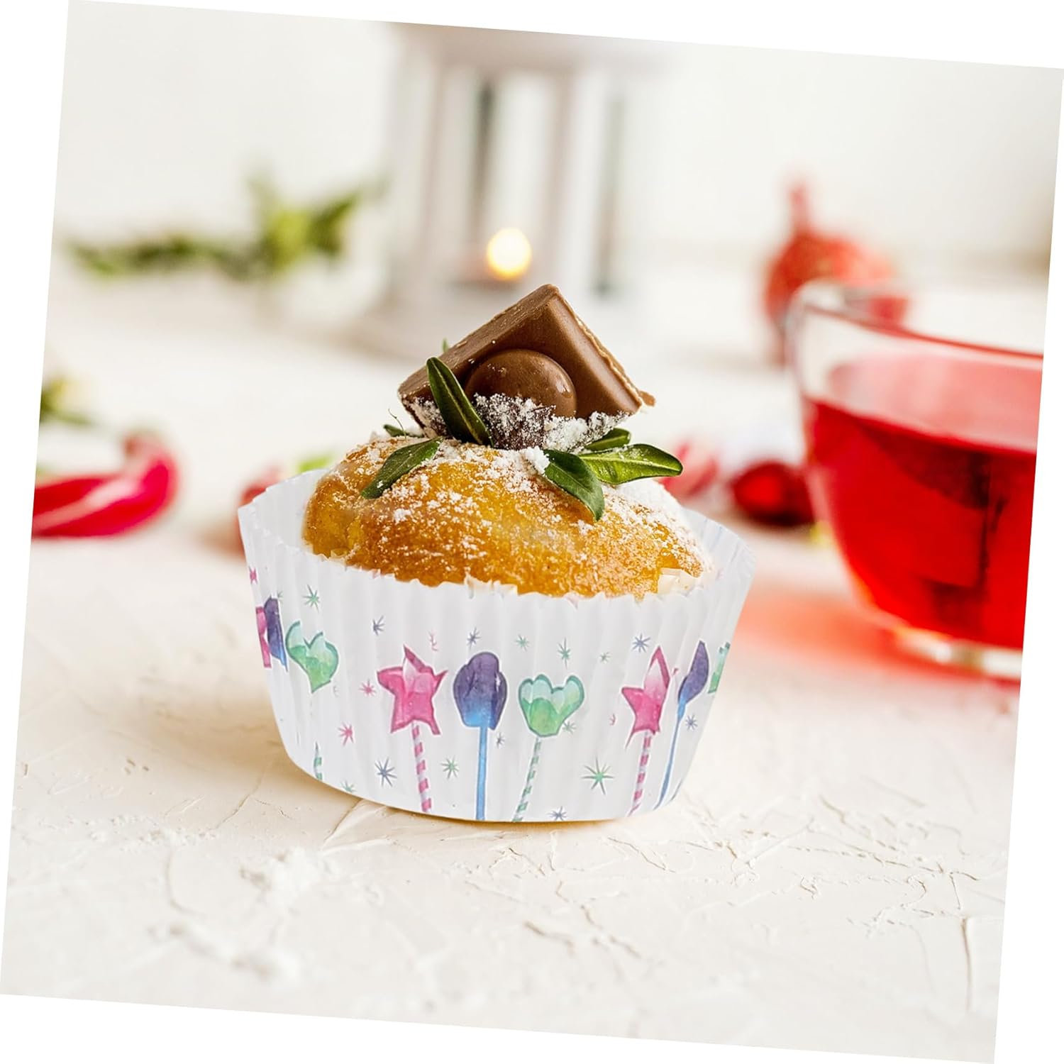 400Pcs Christmas Cake Paper Cups Heat Resistant Baking Cups Muffin Cases Moulds No Cleaning Needed image number 1