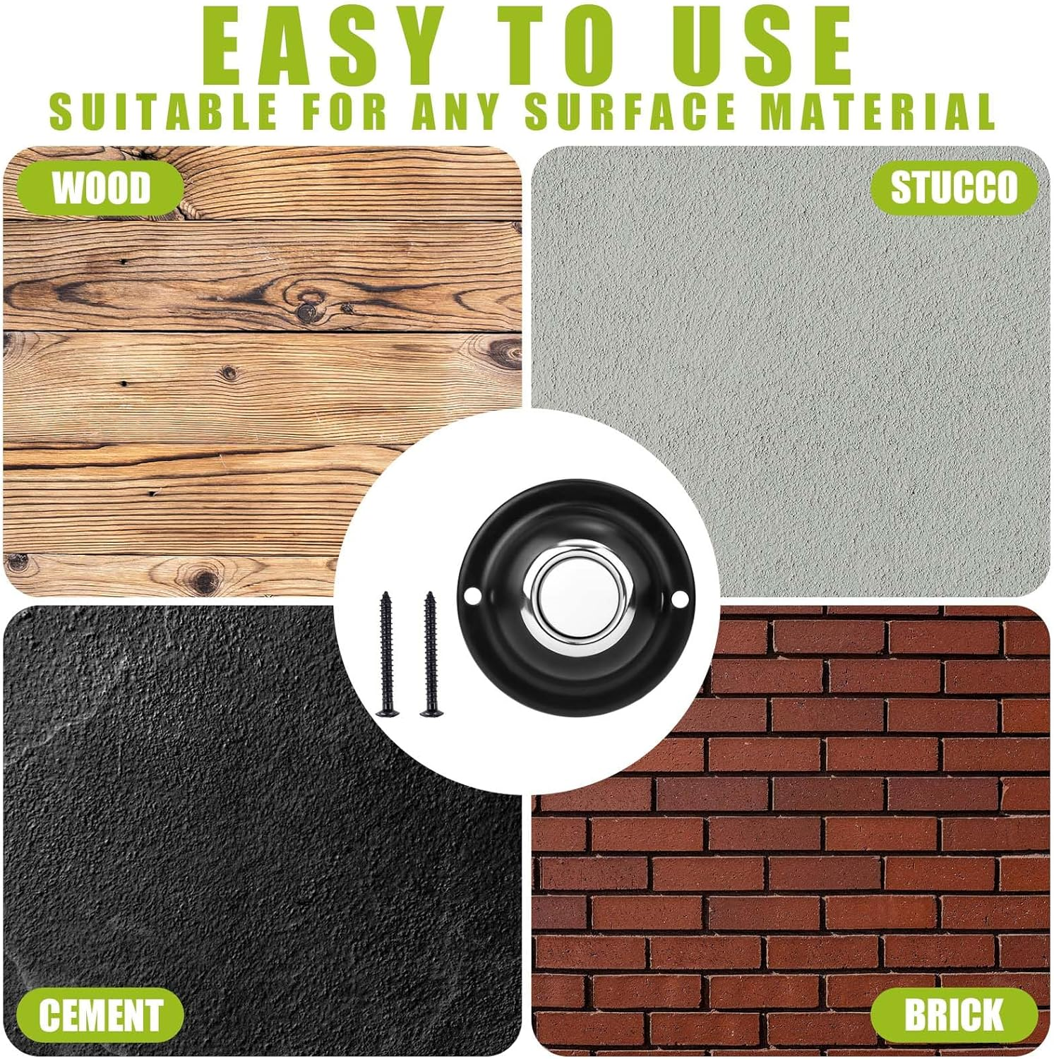 Metal Lighted Doorbell Push Button, round Led Lighted Door Bell Button with Screws Wall Mounted Doorbell Switch Doorbell Button Replacement for Most Doorbell Door Chime image number 2