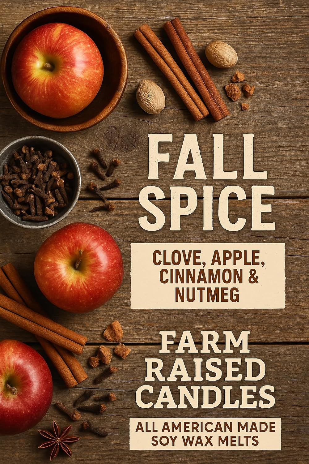 Fall Spice Variety Assorted Mix 5 Pack.100% All Natural American Farm Raised Made Paraffin-Free Pure Soy Scented Wax Melts. Scented Tarts Vegan Wax Melts. like Yankee Candle Tarts or Scentsy.