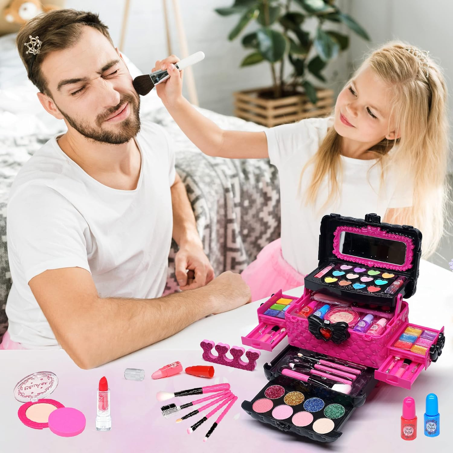 Kids Makeup Kit for Girl - Safe and Washable Makeup for Kids, ,Toys for Girls, Princess Birthday Gifts for 4 5 6 7 8 9 Year Old Girls (Rose) image number 3