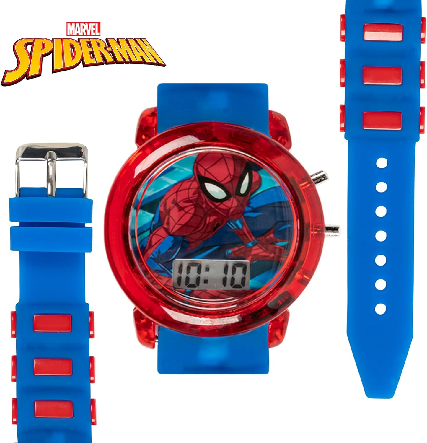 Accutime Marvel Spider-Man Digital Watch for Kids, Red/Blue, Digital Quartz