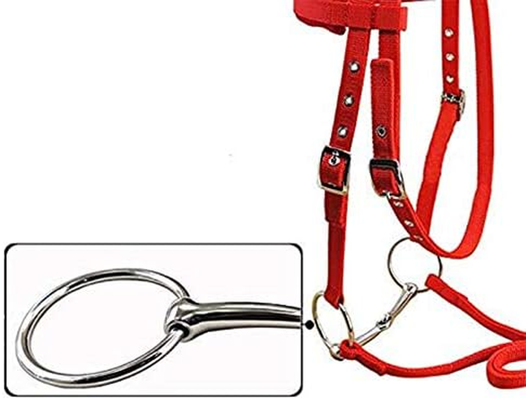 Tooloflife Equestrian Horses Bridle with Rein Red Adjustable Horse Halter Harness Horse Headstalls Horse Bit with Soft Cushion image number 1