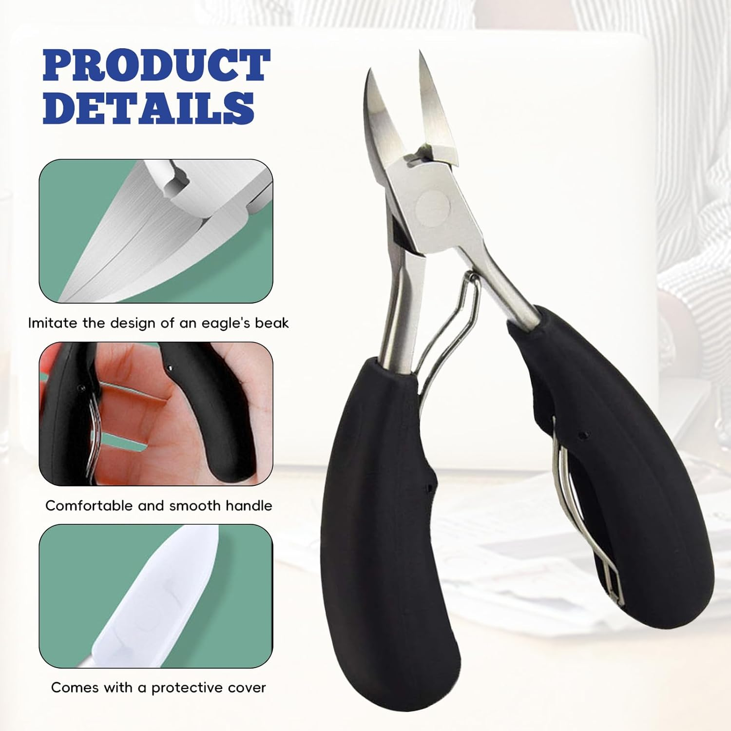 Xlihdzum Premium Large Toenail Clippers - Heavy Duty Toe Nail Clippers for Thick/Ingrown Toenails, Sharp Stainless Steel with Easy Grip ABS Handle Pedicure Tool for Seniors/Adults/Women/Men image number 4