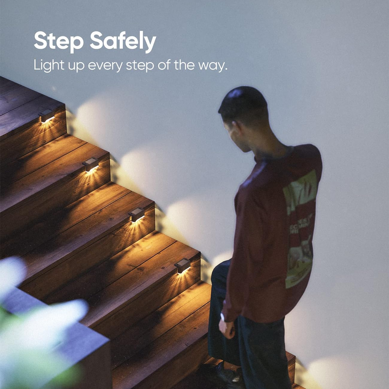 JACKYLED 16 Pack Solar Fence Lights &ndash; Waterproof LED Solar Step Lights Outdoor, Deck Decorative Lighting for Stairs, Fences, Railings, Yards, and Pathways (Brown) image number 2