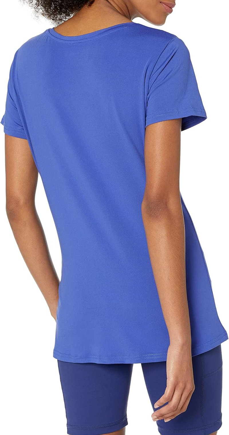 Amazon Essentials Women'S Tech Stretch Short-Sleeve V-Neck T-Shirt (Available in plus Size), Pack of 2, Black/Bright Blue, Large image number 3