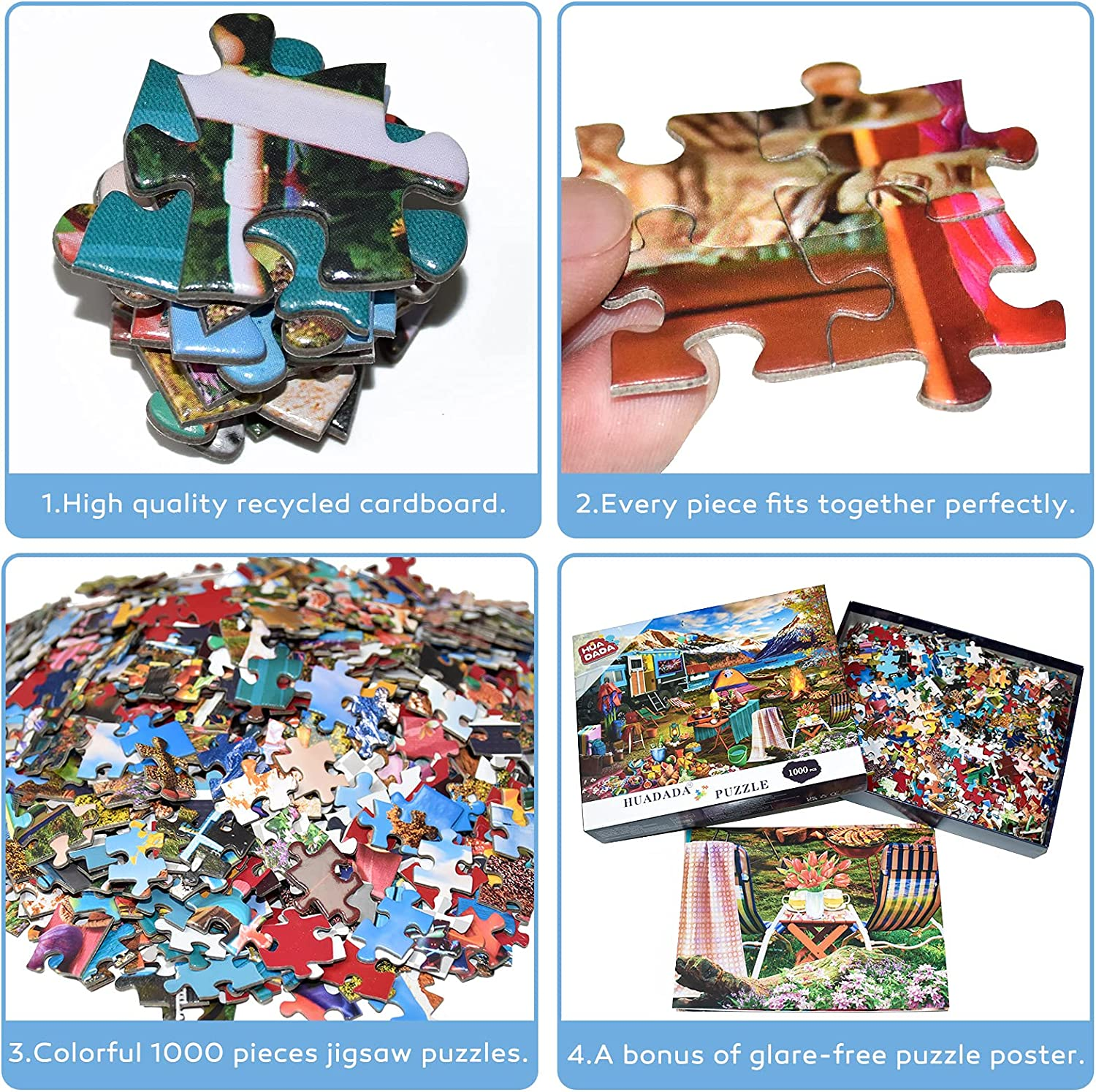 HUADADA Jigsaw Puzzles for Adults 1000 Pieces, Puzzles for Adults 1000 Piece, Challenging Game Toys, Impossible Puzzle, Family Decoration Puzzle - Adventure Camping image number 5